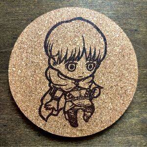 Attack On Titan Armin Arlert Chibi Style Laser Engraved Cork Coaster #2